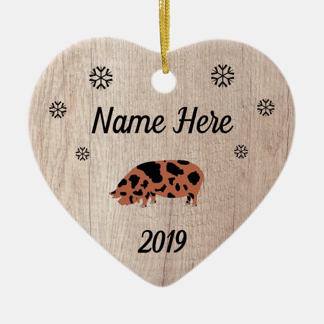 Maßgeschneidertes Rustikales KuneKune Pig Keramik Ornament (Vorne)