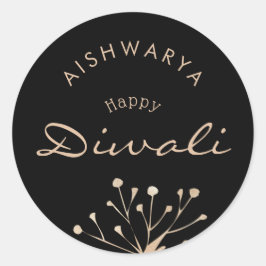 Maßgeschneidertes Schwarz-Gold Diwali Runder Aufkleber