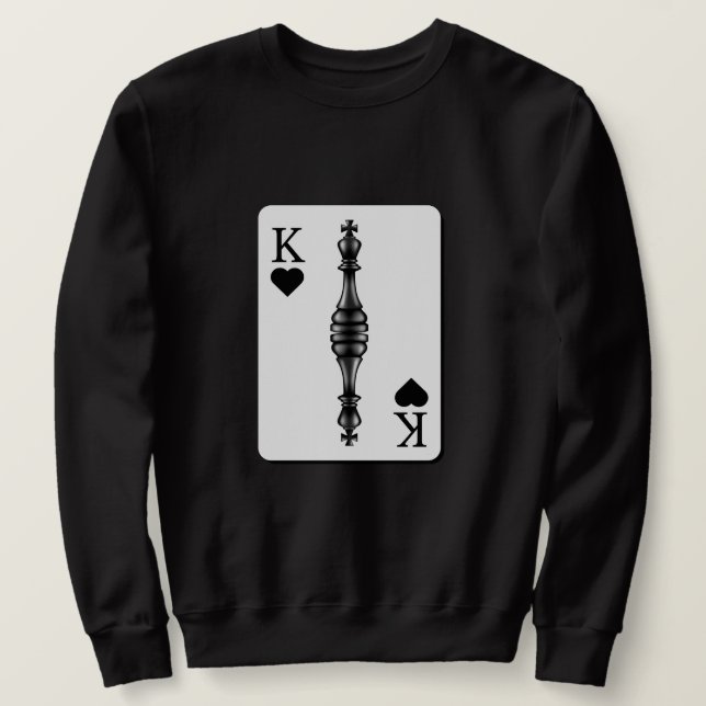 Maßgeschneidertes SCHWARZ KÖNNEN KARTE Schachstück Sweatshirt (Design vorne)