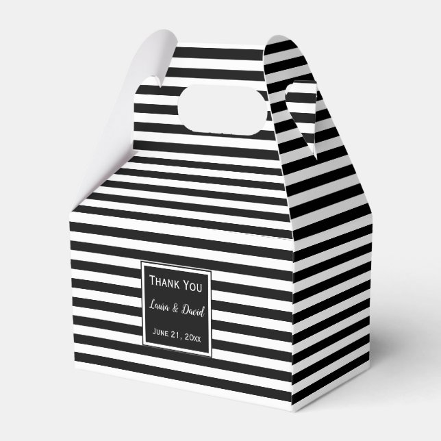 Maßgeschneidertes Schwarz-Weiß-Gastgeschenk Hochze Geschenkschachtel (Rückseite)