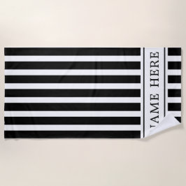 Maßgeschneidertes Schwarz-weiß gestreiftes Badetuc Strandtuch