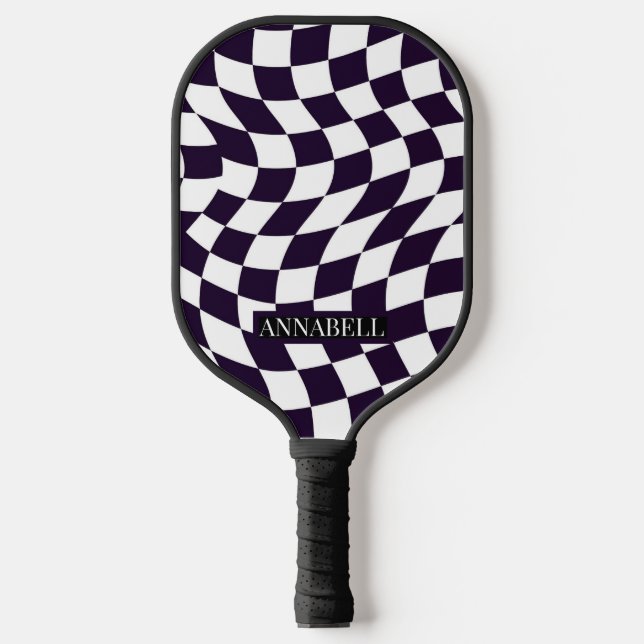 Maßgeschneidertes Schwarz-Weiß-Karton-Muster Pickleball Schläger (Vorderseite)