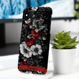 Maßgeschneidertes Schwarz-weißes Rotes Motiv mit B iPhone 16 Pro Hülle