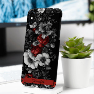 Maßgeschneidertes Schwarz-weißes Rotes Motiv mit B iPhone 16 Pro Hülle