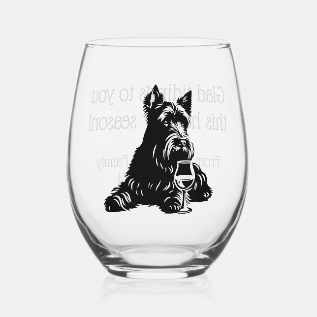 Maßgeschneidertes Scotty Dog Holiday Wine Glass Weinglas Ohne Stiel (Vorderseite)