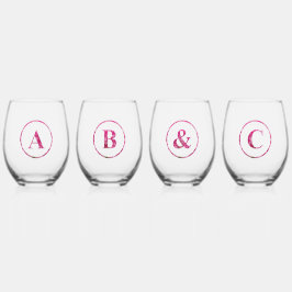 Maßgeschneidertes Set, rosa Mit Monogramm Blumensc Weinglas Ohne Stiel