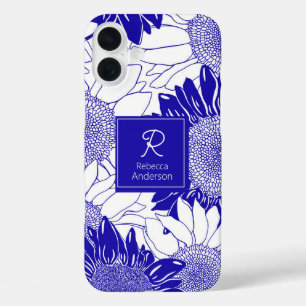 Maßgeschneidertes Sonnenblumenblau und Weiß iPhone 16 Plus Hülle