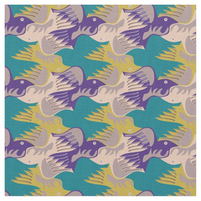 Maßgeschneidertes Stylized Birds Tesselgewebe Stoff (Nahaufnahme)
