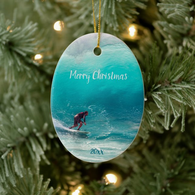 Maßgeschneidertes Surfverhalten im Ozean Keramik Ornament (Baum)