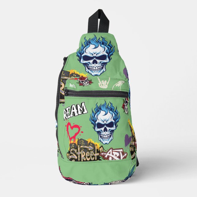 Maßgeschneidertes trendiges Goth-Street-Art-Trendg Crossbody Bag (Vorderseite)