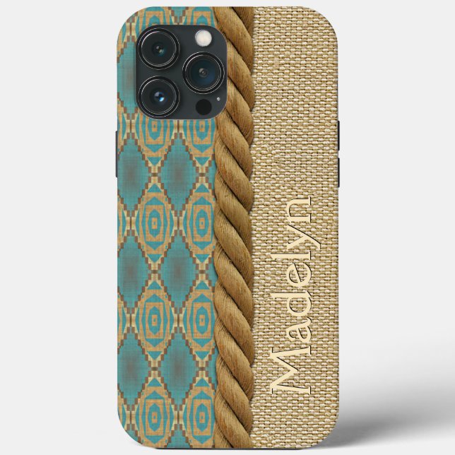 Maßgeschneidertes türkisfarbenes Aquamarin-braunes Case-Mate iPhone Hülle (Rückseite)