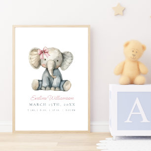 Maßgeschneidertes Watercolor Blue Baby Elephant Ki Poster