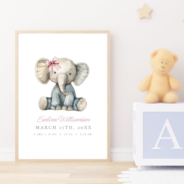 Maßgeschneidertes Watercolor Blue Baby Elephant Ki Poster (Von Creator hochgeladen)