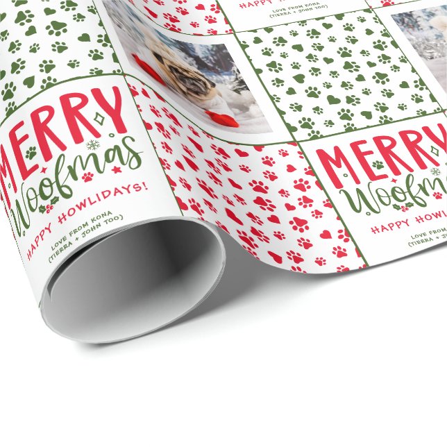 Maßgeschneidertes Weihnachts-Welpe-Bild Funny-Hund Geschenkpapier (Rolleneckpunkt)
