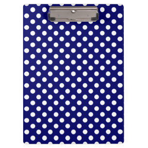 Maßgeschneidertes Weiß auf Navy Blue Polka Docks Klemmbrett