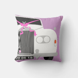 Maßgeschneidertes weißes Hochzeitlimousine-Datum Kissen