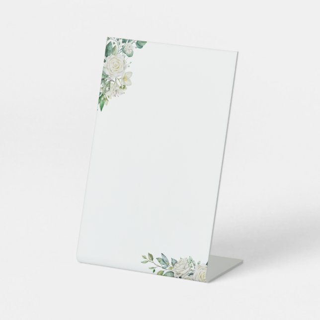 Maßgeschneidertes White Floral Sign Sockelschild (Vorderseite)