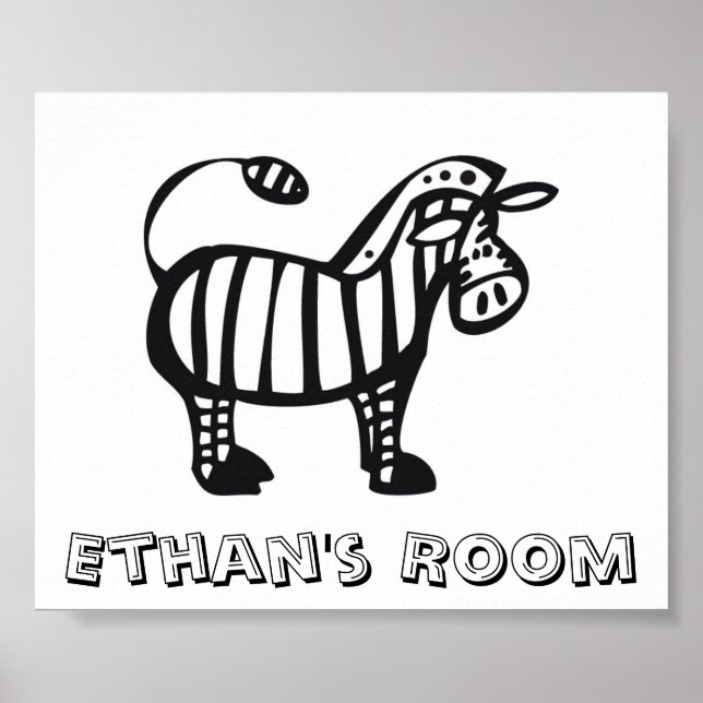 Maßgeschneidertes Zebra-Kinderzimmer-Poster Poster (Vorne)