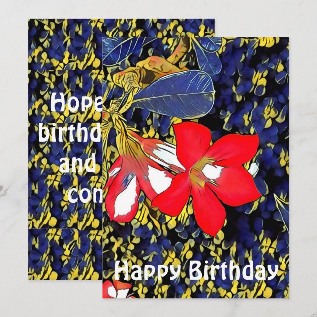 Maßgeschneidertes Zitat Blumenfarben Rotes Adenium (Vorne/Hinten)