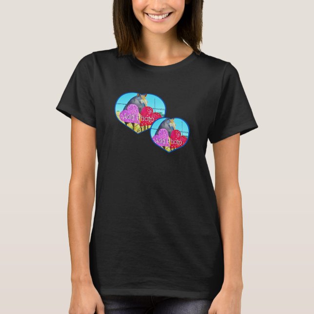Maßgeschneidertes Zwei-Herz-Foto Rahmen moderne Li T-Shirt (Vorderseite)