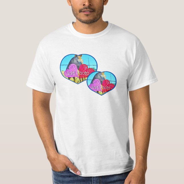 Maßgeschneidertes Zwei-Herz-Foto Rahmen moderne Li T-Shirt (Vorderseite)