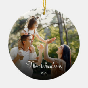 Maßgeschneidertes zweiseitiges Foto Weihnachtsfest Keramik Ornament