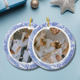 Maßgeschneidertes zweiseitiges Foto Weihnachtsschm Keramik Ornament
