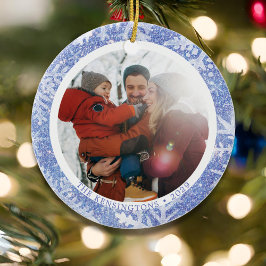Maßgeschneidertes zweiseitiges Foto Weihnachtsschm Keramik Ornament