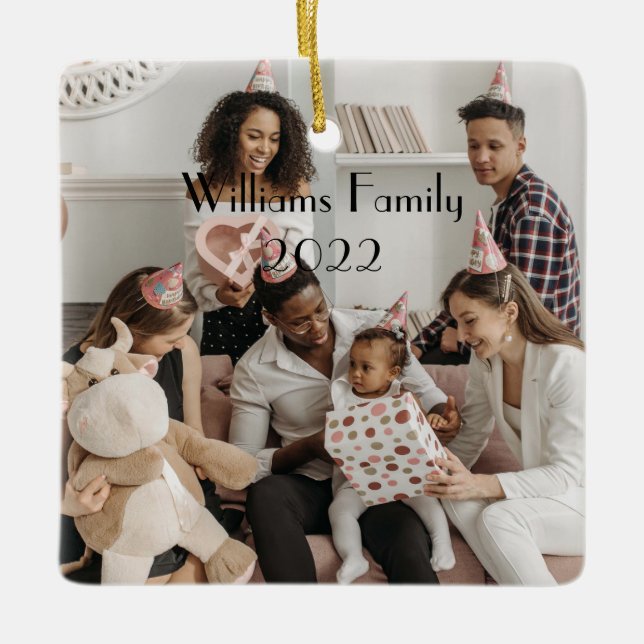 Maßgeschneidertes zweiseitiges Foto Weihnachtsschm Keramikornament (Vorderseite)