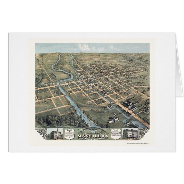 Massillon, panoramische Karte OH- - 1870 (Vorderseite (Horizontal))