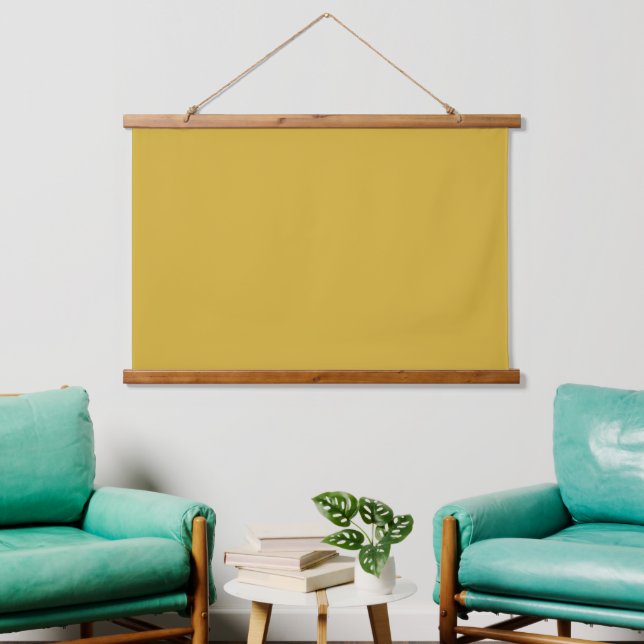 Massiv Senf Gelb 36"x26" Horizontal Wandteppich Mit Holzrahmen (Wohnzimmer)