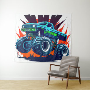 Massiver Monstertruck in Aktion 4 Wandteppich