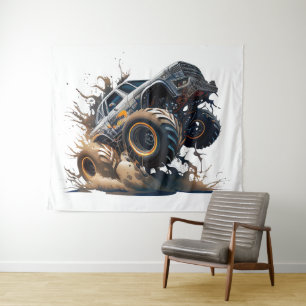 Massiver Monstertruck in Aktion Wandteppich