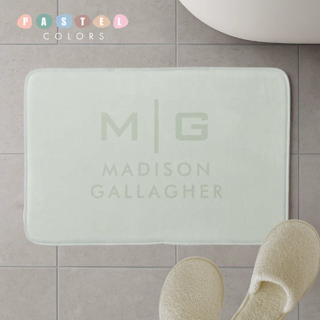 Massives, weiches Licht in Pastell-Salbei-Mosegrün Badematte (Solid Soft Light Pastel Sage Moss Green Color Bath Mat
)