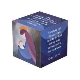 Massivholz von Madonna und Kind 4" x 4" Würfel