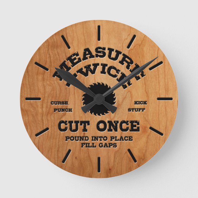 Maßnahme zweimal IV - Holz Runde Wanduhr (Vorderseite)