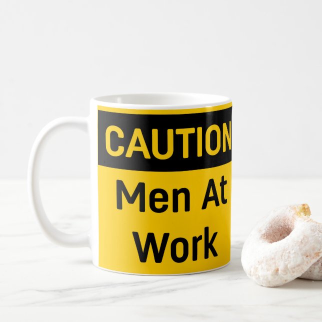 MASSNAHMEN Männer am Arbeitsplatz Kaffeetasse (Mit Donut)