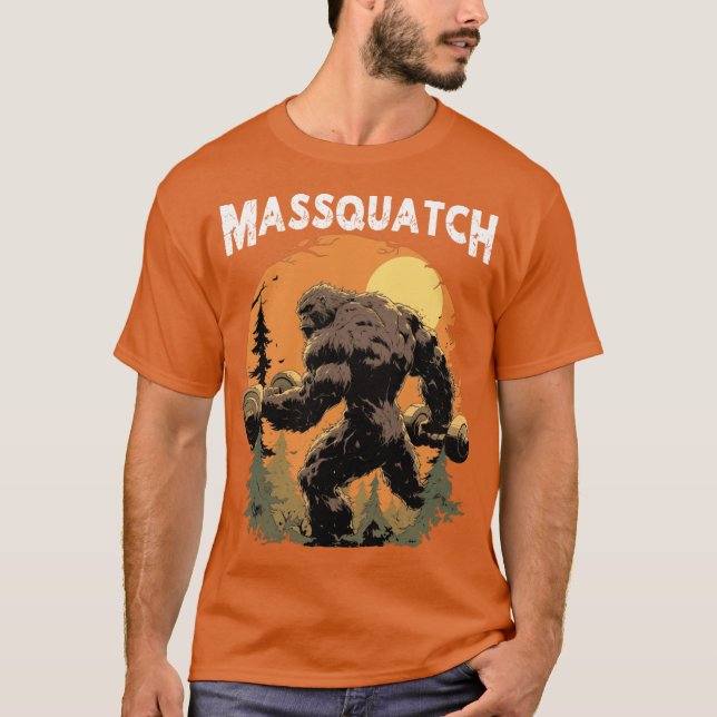 Massquatch Funny Workout Gym Sasquatch Weightlifte T-Shirt (Vorderseite)