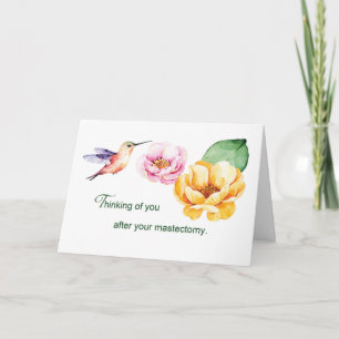 Mastektomie Denken Sie an Ihre Blume und Hummingbi Karte