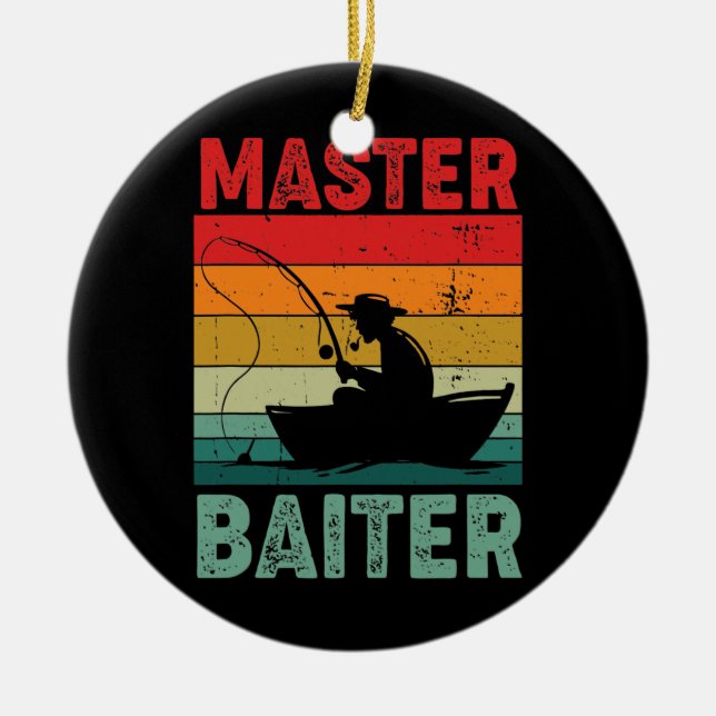 Master Baiter Retro Vintage Fischerei  Keramik Ornament (Vorne)