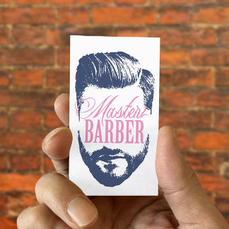 Master Barber Navy Blue Typografy Barbershop Visitenkarte