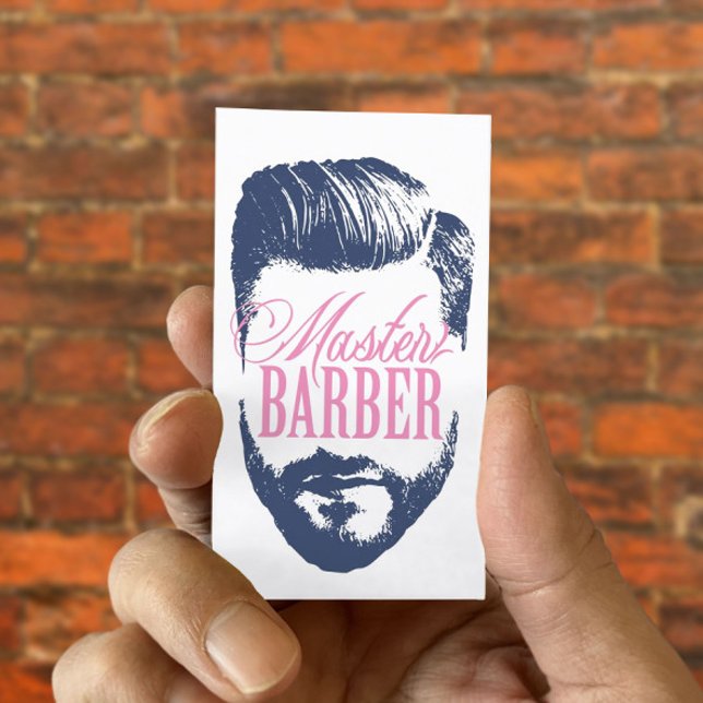 Master Barber Navy Blue Typografy Barbershop Visitenkarte (Von Creator hochgeladen)