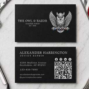 Master-Barbiergeschäft Silver Owl Professional Qr- Visitenkarte