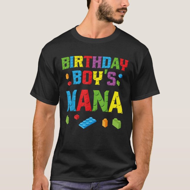 Master Builder Birthday Boy s Nana Building Bricks T-Shirt (Vorderseite)