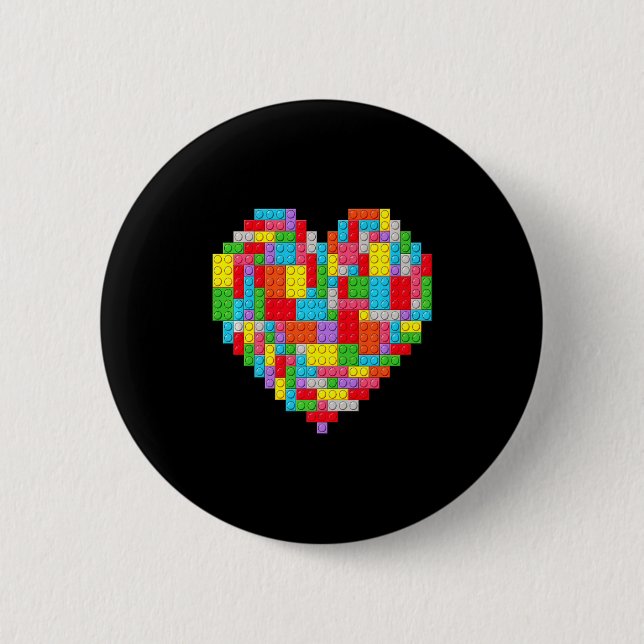 Master Builder Block Brick Building Heart Valentin Button (Vorderseite)