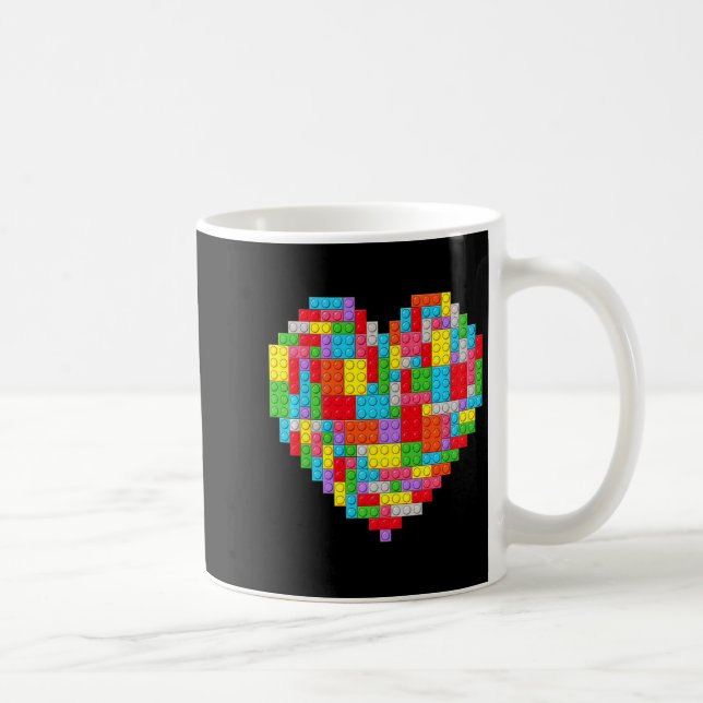 Master Builder Block Brick Building Heart Valentin Kaffeetasse (Rechts)