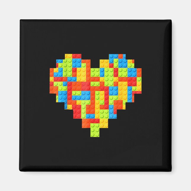 Master Builder Block Brick Gebäude Herz Magnet (Vorne)