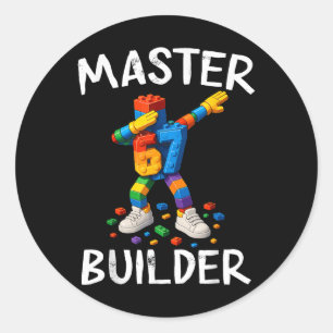 Master Builder Dabbing 67 Meme Bausteine Bri Runder Aufkleber