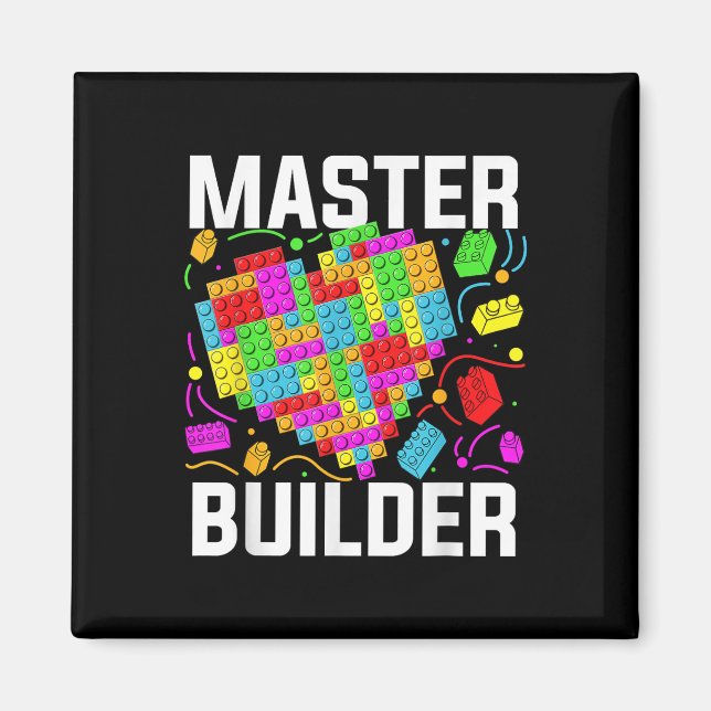 Master Builder Heart Block Brick Gebäude Magnet (Vorne)