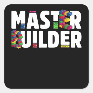 Master Builder Kids Building Blocks Bricks Toys Quadratischer Aufkleber